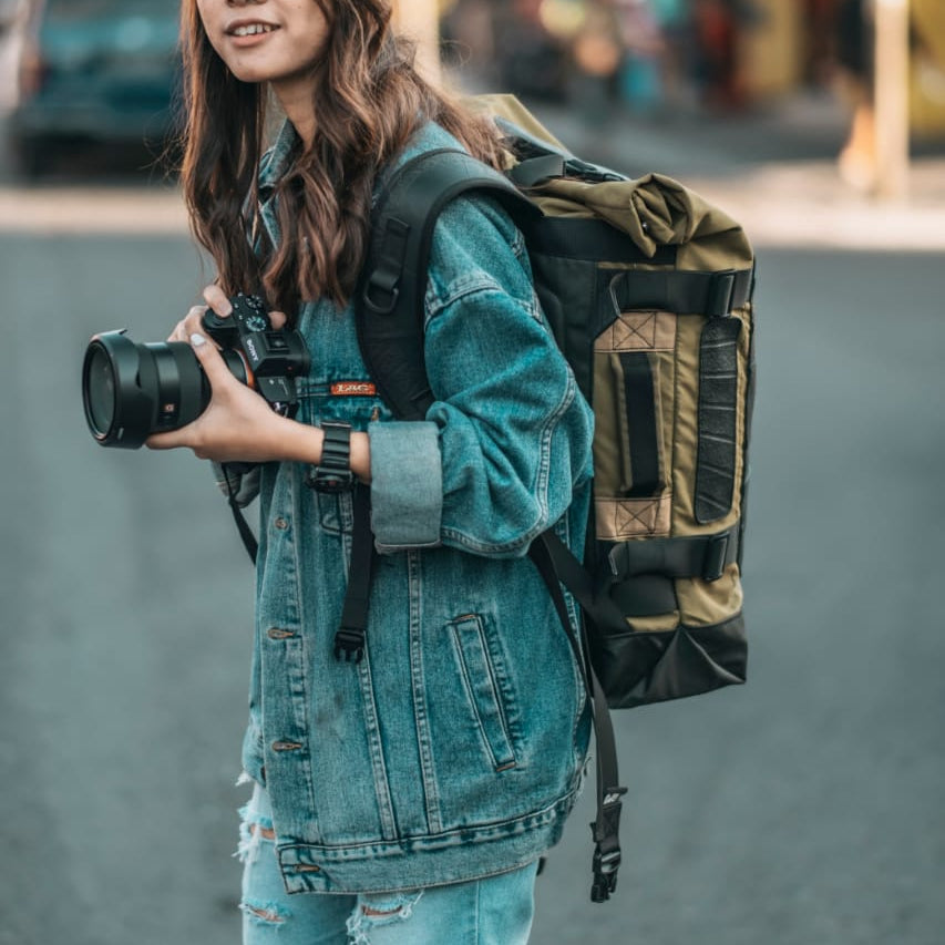 Waterproof Roll Top Vegan Backpack by Paguro Upcycle
