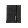 Paguro Upcycle black vegan recycled wallet with green stitching and compact design