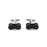 Paguro Upcycle recycled bicycle chain cufflinks with silver-tone fasteners on white background