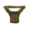 Paguro Upcycle recycled canvas crossbody bag in olive green with multiple zip and button pockets