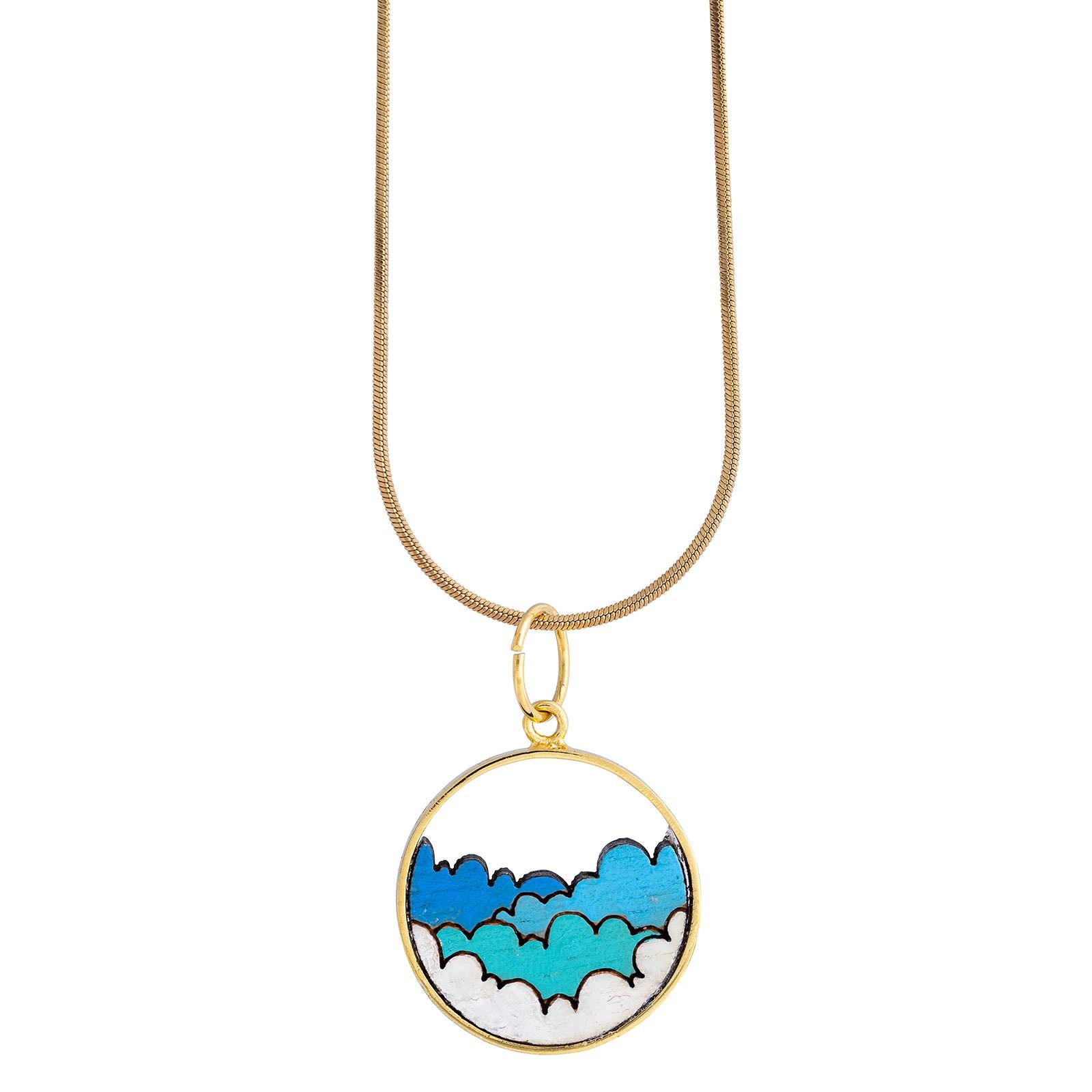 Cloud Recycled Wood Gold Necklace