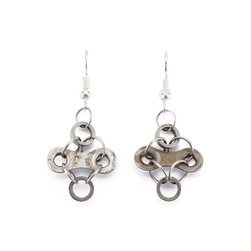Diamond Stainless Steel Bicycle Chain Earrings by Paguro Upcycle