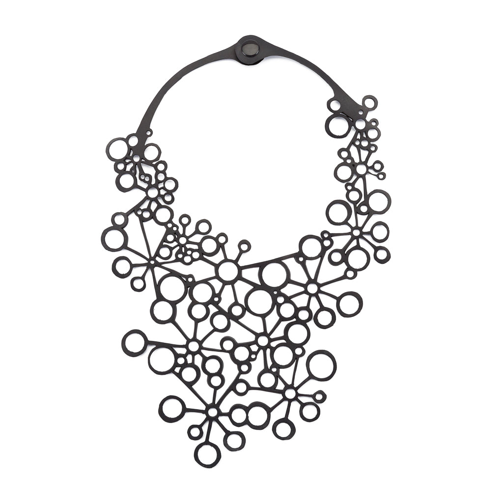 Octa Handcraft Black Statement Necklace by Paguro Upcycle