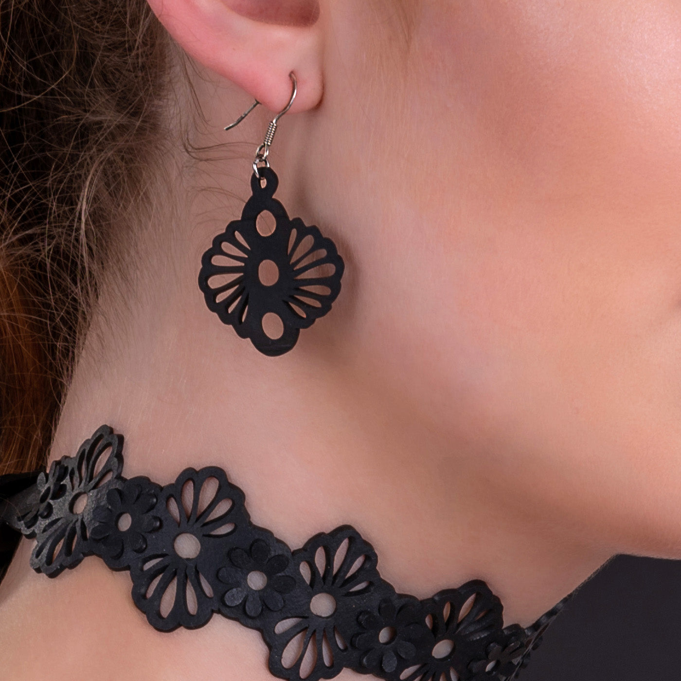Blossom 3D Flower Recycle Rubber Earrings by Paguro Upcycle