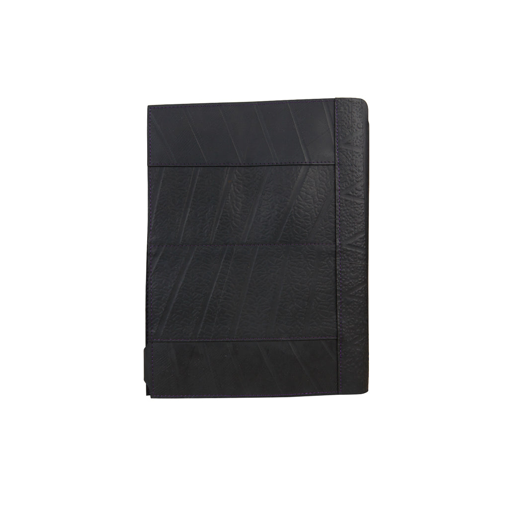 Paguro Upcycle black recycled rubber notebook holder folder with textured eco-friendly design