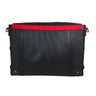 Paguro Upcycle recycled rubber messenger bag with black body and red strap detail