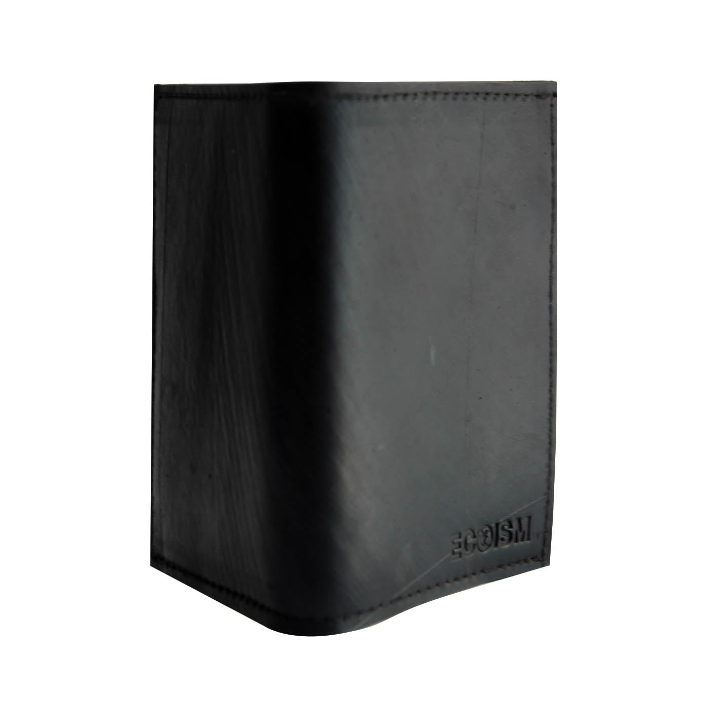 Paguro Upcycle recycled rubber wallet in black with minimalist design and durable stitching