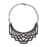 Paguro Upcycle black geometric bib upcycled inner tube necklace with adjustable cord statement eco jewellery