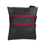 Paguro Upcycle recycled rubber vegan handbag in black with red zippers and eco-friendly design